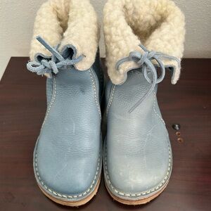 Cozy Blue Ankle Boots with Shearling Lining